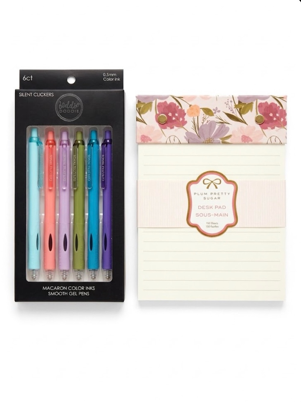 Floral Desk Pad & Loddie Doddie 6ct Gel Pens
